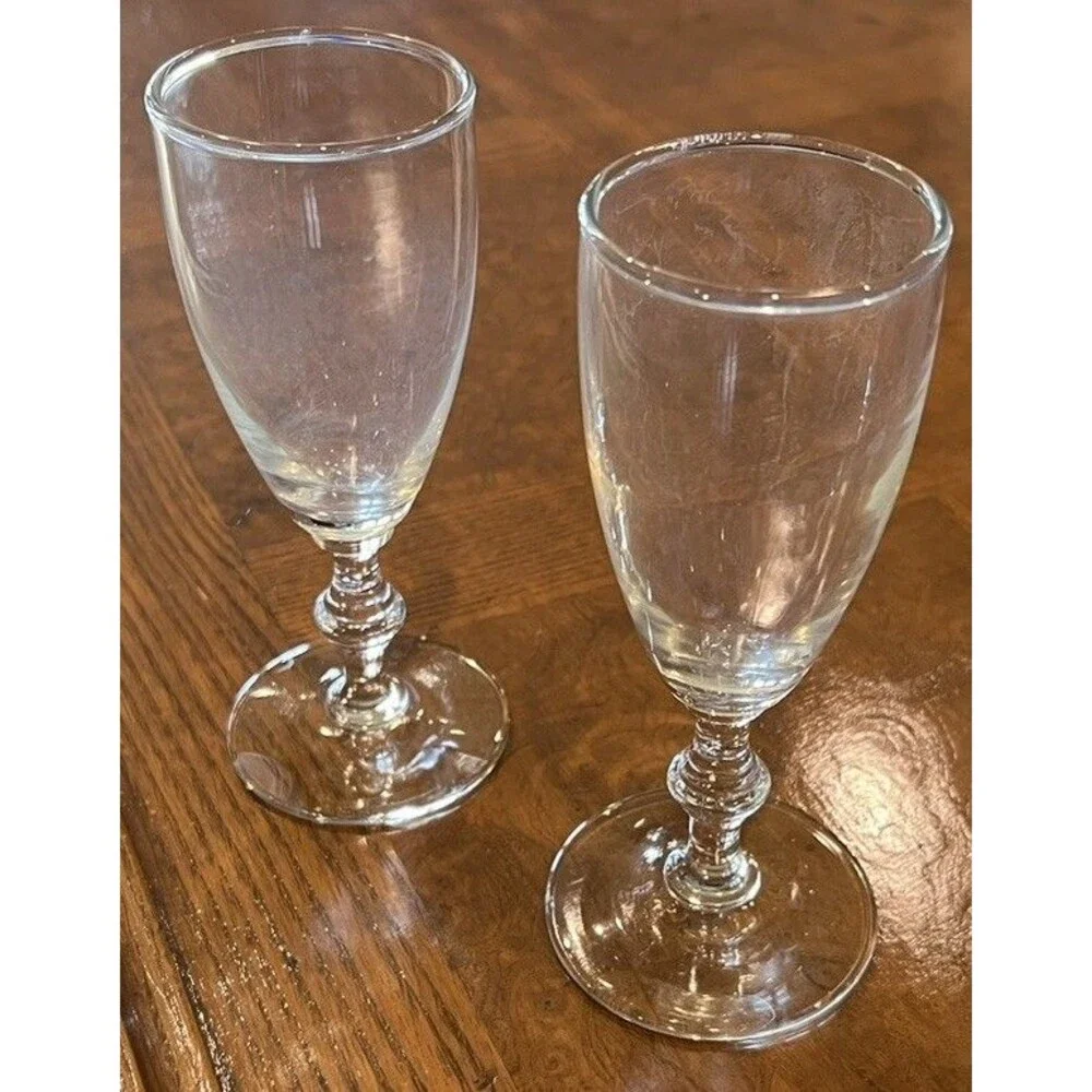 Mid Century Modern Clear Libby Georgian Bamboo Stemmed Glasses (Set of 2)